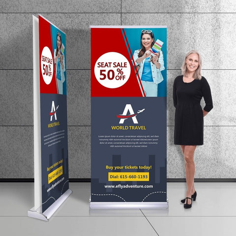 Roll Up 33" x 79" - Deluxe Retractable Banner Stands